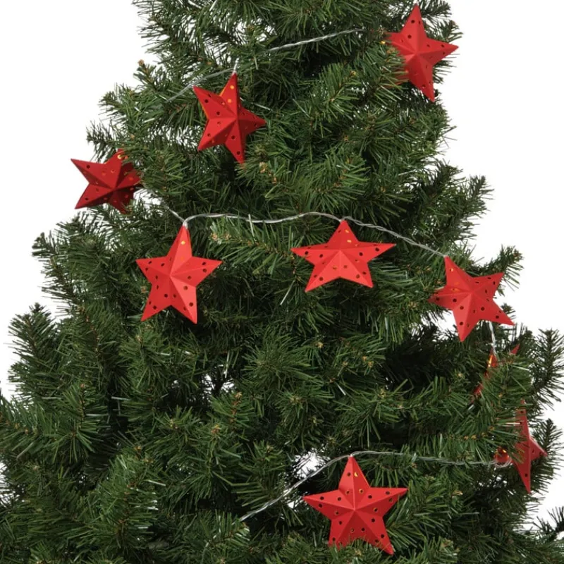 Xenos Kerstverlichting|Kerstboom Verlichting-Kerst lichtslinger met sterren - rood - 1.35 meter