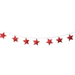 Xenos Kerstverlichting|Kerstboom Verlichting-Kerst lichtslinger met sterren - rood - 1.35 meter