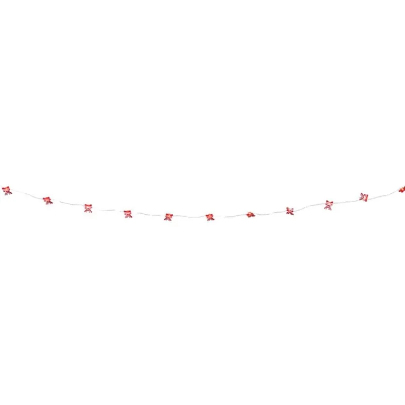 Xenos Kerstverlichting|Kerstboom Verlichting-Kerst lichtslinger met strikjes - rood - 1.9 meter