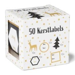 Xenos Kerst Inpakken-Kerst naamstickers - diverse varianten - set van 50