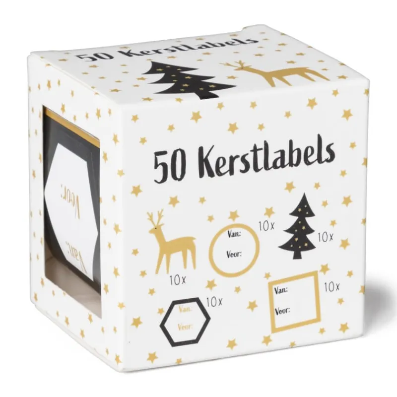 Xenos Kerst Inpakken-Kerst naamstickers - diverse varianten - set van 50