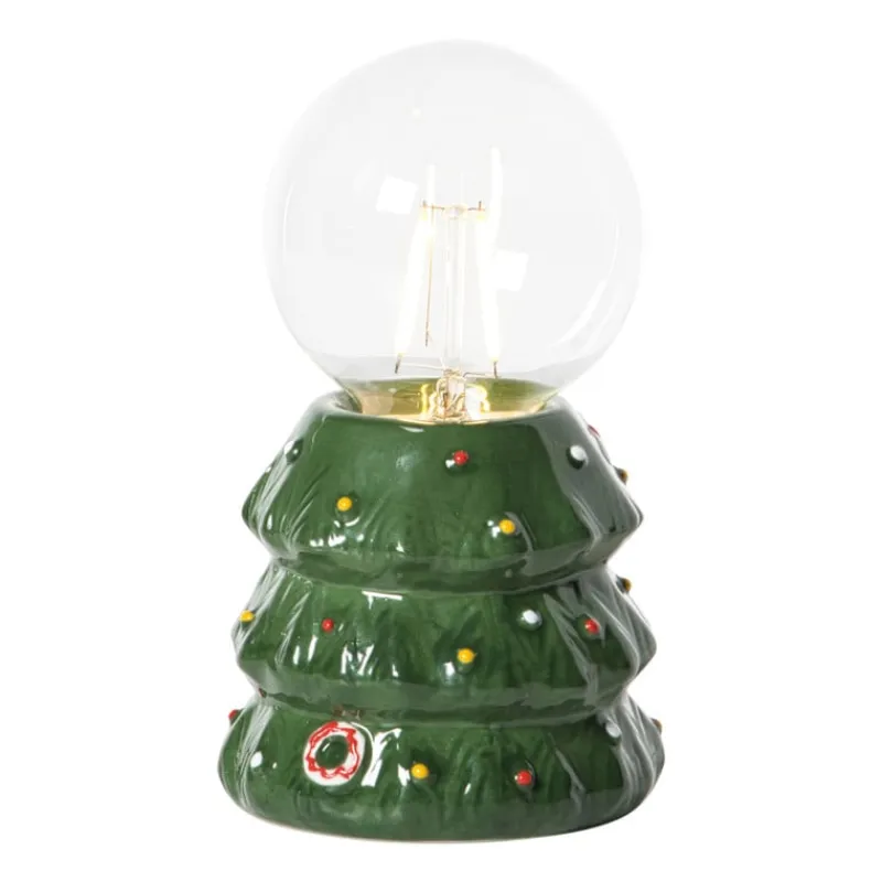 Xenos Kerstverlichting|Led Lampen-Kerst tafellamp - groen - ø9x16 cm