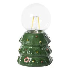 Xenos Kerstverlichting|Led Lampen-Kerst tafellamp - groen - ø9x16 cm