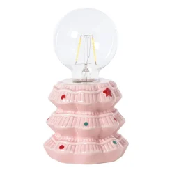 Xenos Kerstverlichting|Led Lampen-Kerst tafellamp - roze - ø10.5x16.5 cm