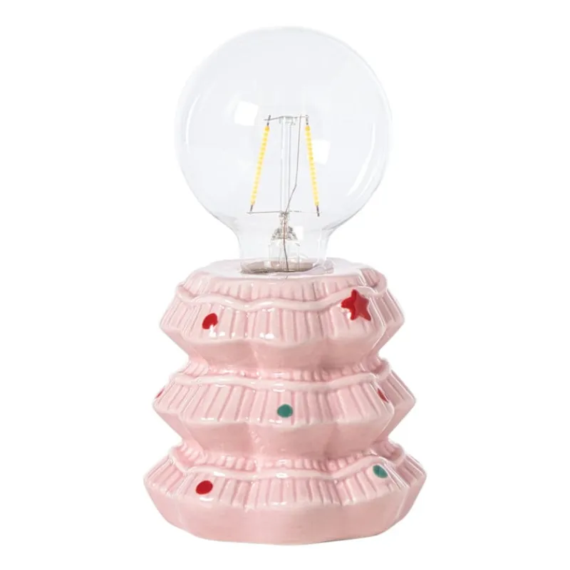 Xenos Kerstverlichting|Led Lampen-Kerst tafellamp - roze - ø10.5x16.5 cm