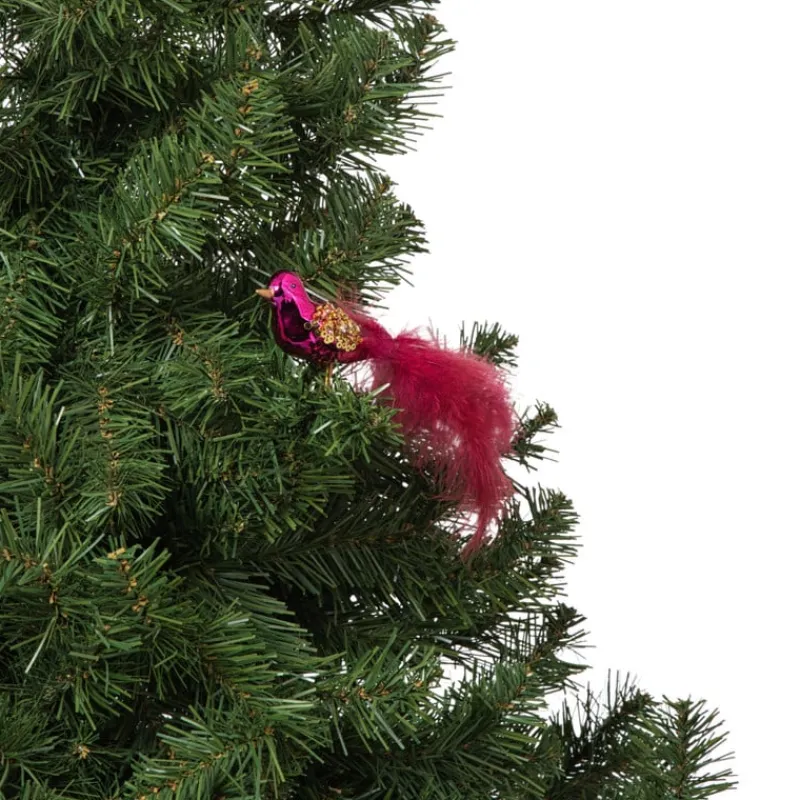 Xenos Kerstfiguren|Kersthangers-Kerst vogel op clip - paars - 6x15x3.5 cm