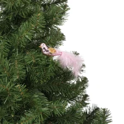 Xenos Kerstfiguren|Kersthangers-Kerst vogel op clip - roze - 6x15x3.5 cm