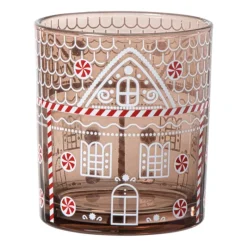 Xenos Waxinelichthouders-Kerst waxinelichthouder groot - bruin - ø9x10 cm