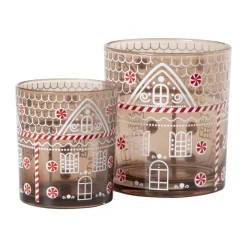 Xenos Waxinelichthouders-Kerst waxinelichthouder klein - bruin - ø7x8 cm
