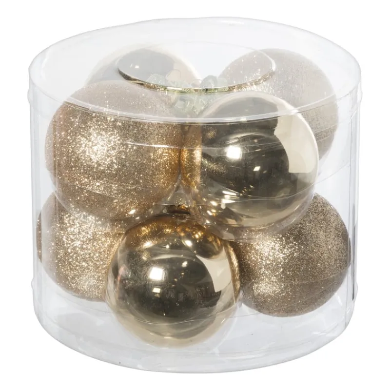Xenos Kerstballen-Kerstbal box - goudkleurig - set van 8