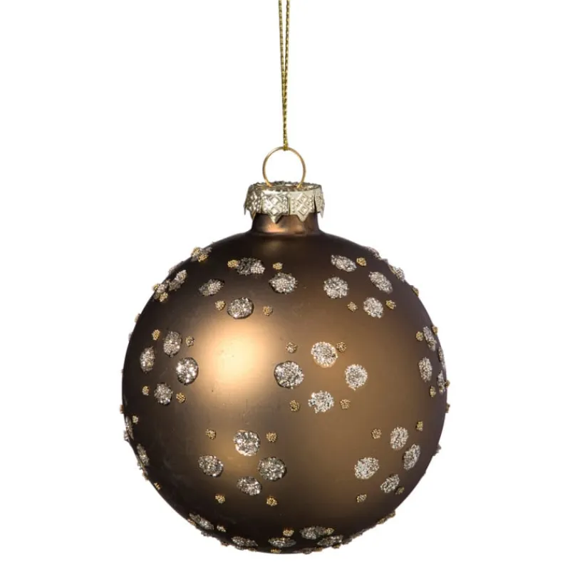 Xenos Kerstballen-Kerstbal figuurtjes glitter - bruin