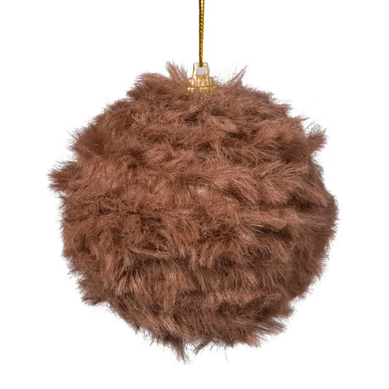Xenos Kerstballen-Kerstbal fluffy - bruin