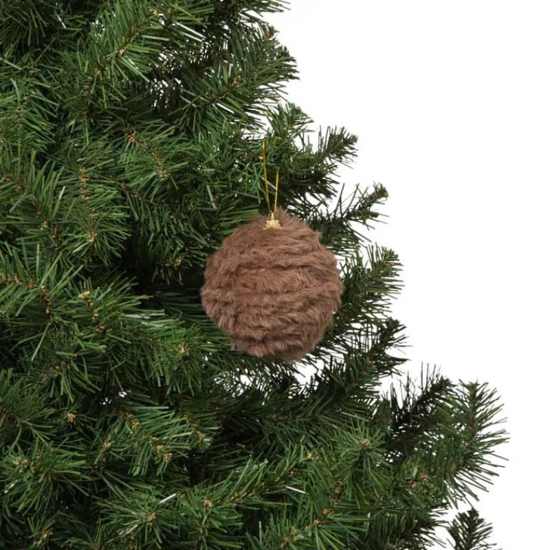 Xenos Kerstballen-Kerstbal fluffy - bruin