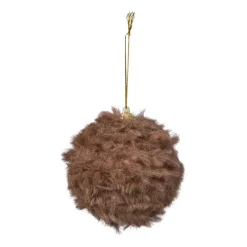 Xenos Kerstballen-Kerstbal fluffy - bruin