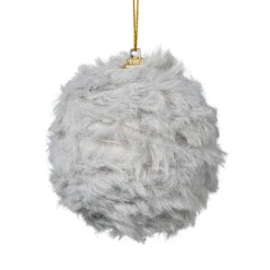 Xenos Kerstballen-Kerstbal fluffy - grijs