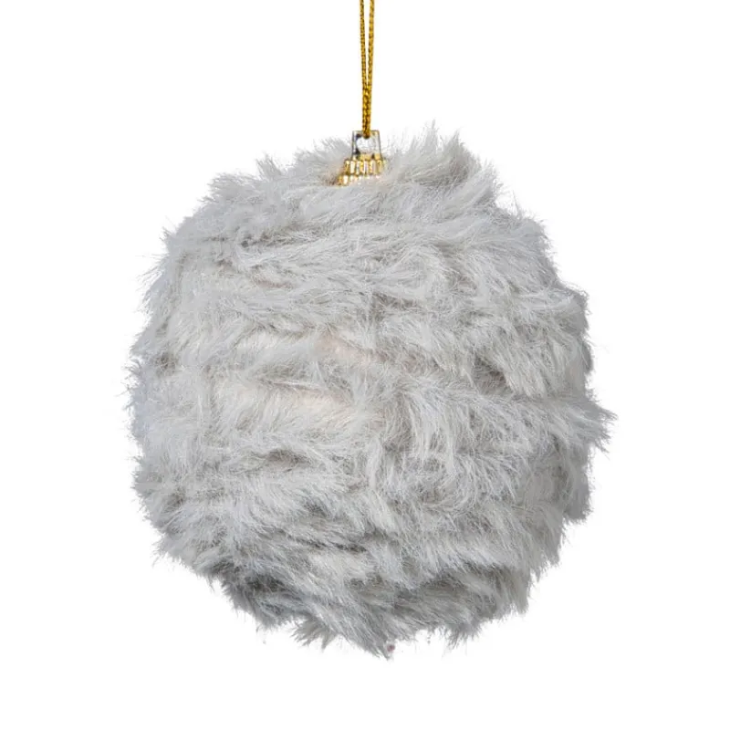 Xenos Kerstballen-Kerstbal fluffy - grijs