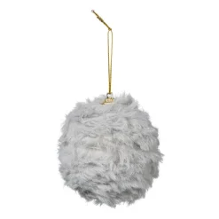 Xenos Kerstballen-Kerstbal fluffy - grijs