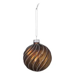 Xenos Kerstballen-Kerstbal gedraaid streep - bruin