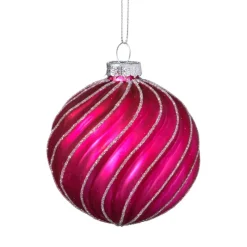 Xenos Kerstballen-Kerstbal gedraaid streep - roze