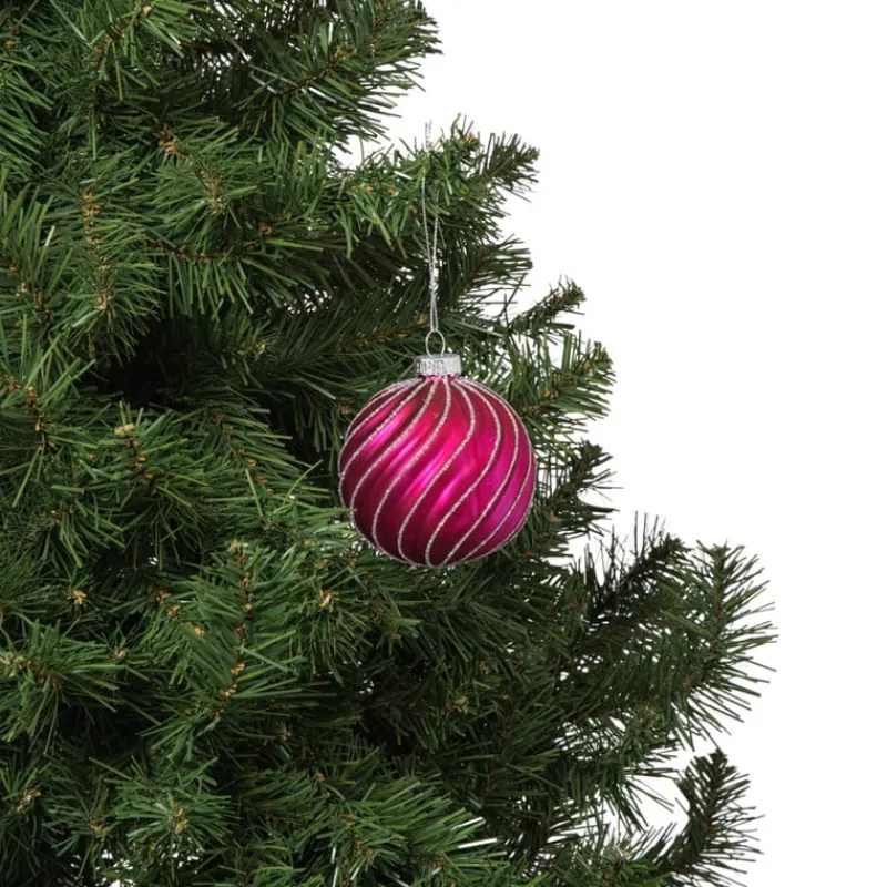 Xenos Kerstballen-Kerstbal gedraaid streep - roze
