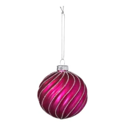 Xenos Kerstballen-Kerstbal gedraaid streep - roze