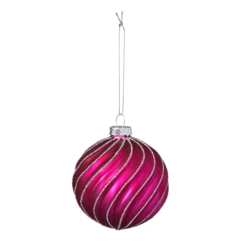 Xenos Kerstballen-Kerstbal gedraaid streep - roze