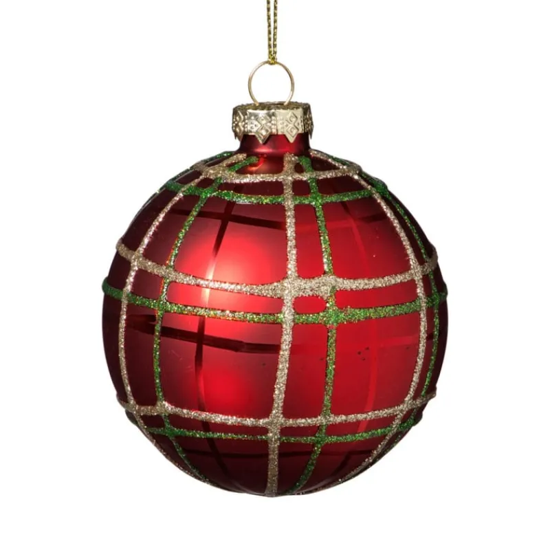 Xenos Kerstballen-Kerstbal geruit - rood
