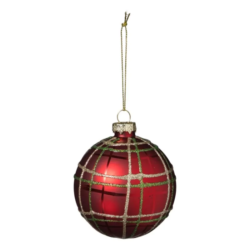 Xenos Kerstballen-Kerstbal geruit - rood