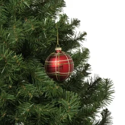 Xenos Kerstballen-Kerstbal geruit - rood