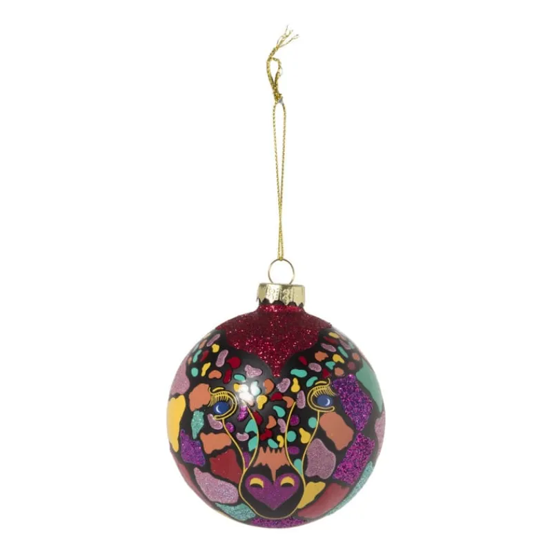 Xenos Kerstballen-Kerstbal giraf - glas - ø8 cm