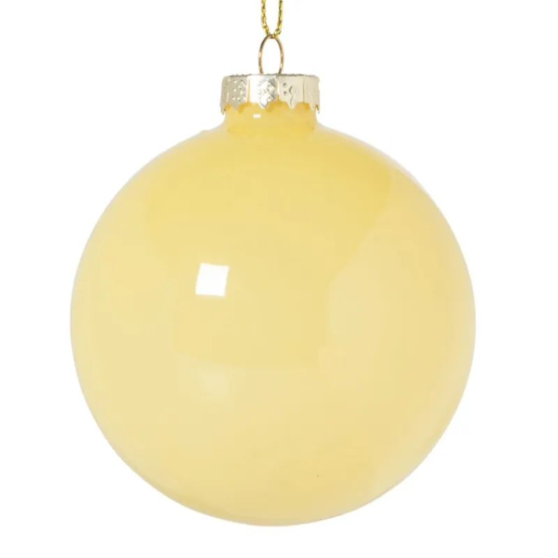 Xenos Kerstballen-Kerstbal glas - geel - ø8 cm