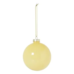 Xenos Kerstballen-Kerstbal glas - geel - ø8 cm