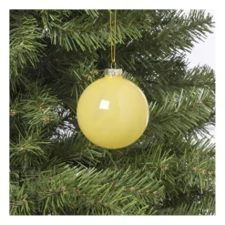 Xenos Kerstballen-Kerstbal glas - geel - ø8 cm