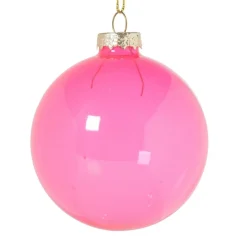 Xenos Kerstballen-Kerstbal glas - roze - ø8 cm