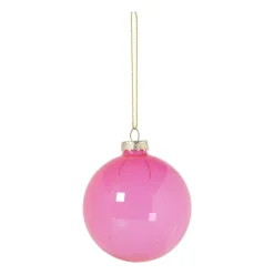 Xenos Kerstballen-Kerstbal glas - roze - ø8 cm