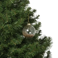Xenos Kerstballen-Kerstbal glas met gouden glitters - transparant/goudkleurig