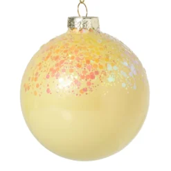 Xenos Kerstballen-Kerstbal glitter - geel - ø8 cm