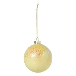 Xenos Kerstballen-Kerstbal glitter - geel - ø8 cm