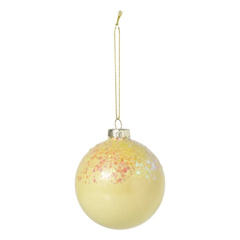 Xenos Kerstballen-Kerstbal glitter - geel - ø8 cm