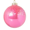 Xenos Kerstballen-Kerstbal glitter - roze - ø8 cm