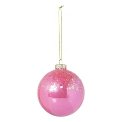Xenos Kerstballen-Kerstbal glitter - roze - ø8 cm