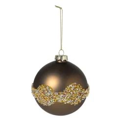 Xenos Kerstballen-Kerstbal glitter en mat - bruin