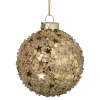 Xenos Kerstballen-Kerstbal glitter sterretjes - goudkleurig