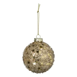 Xenos Kerstballen-Kerstbal glitter sterretjes - goudkleurig
