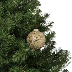 Xenos Kerstballen-Kerstbal glitter sterretjes - goudkleurig