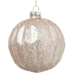 Xenos Kerstballen-Kerstbal Kersthanger - roze - 10 cm