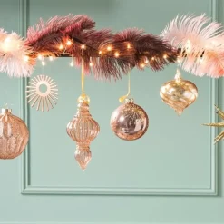 Xenos Kerstballen-Kerstbal Kersthanger - roze - 10 cm