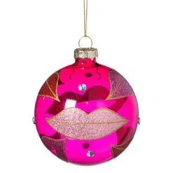 Xenos Kerstcadeaus|Kerstballen-Kerstbal lippen - roze/rood