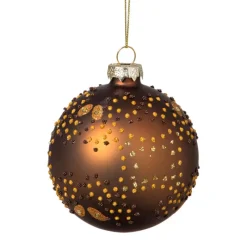 Xenos Kerstballen-Kerstbal mat - donkerbruin