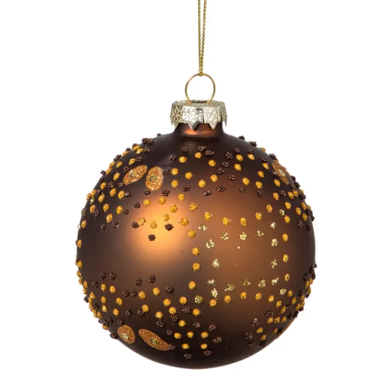 Xenos Kerstballen-Kerstbal mat - donkerbruin